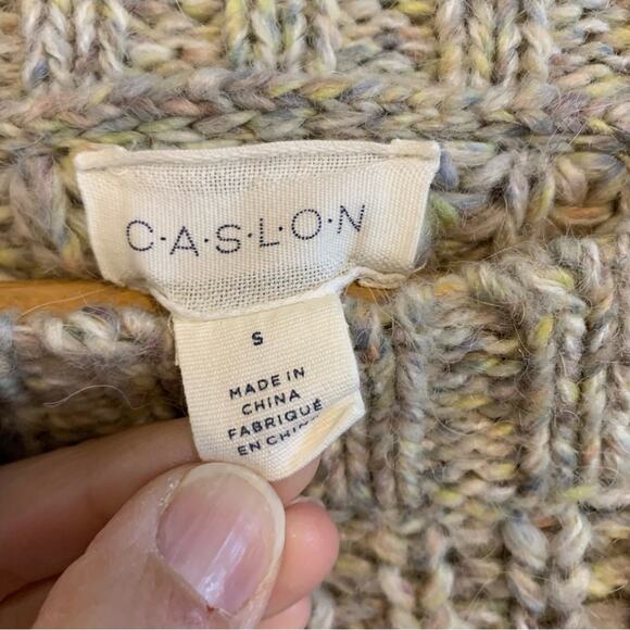 Caslon Cream Multi-Color Knit Wool Blend Wide Neck Pullover Sweater - Picture 8 of 8